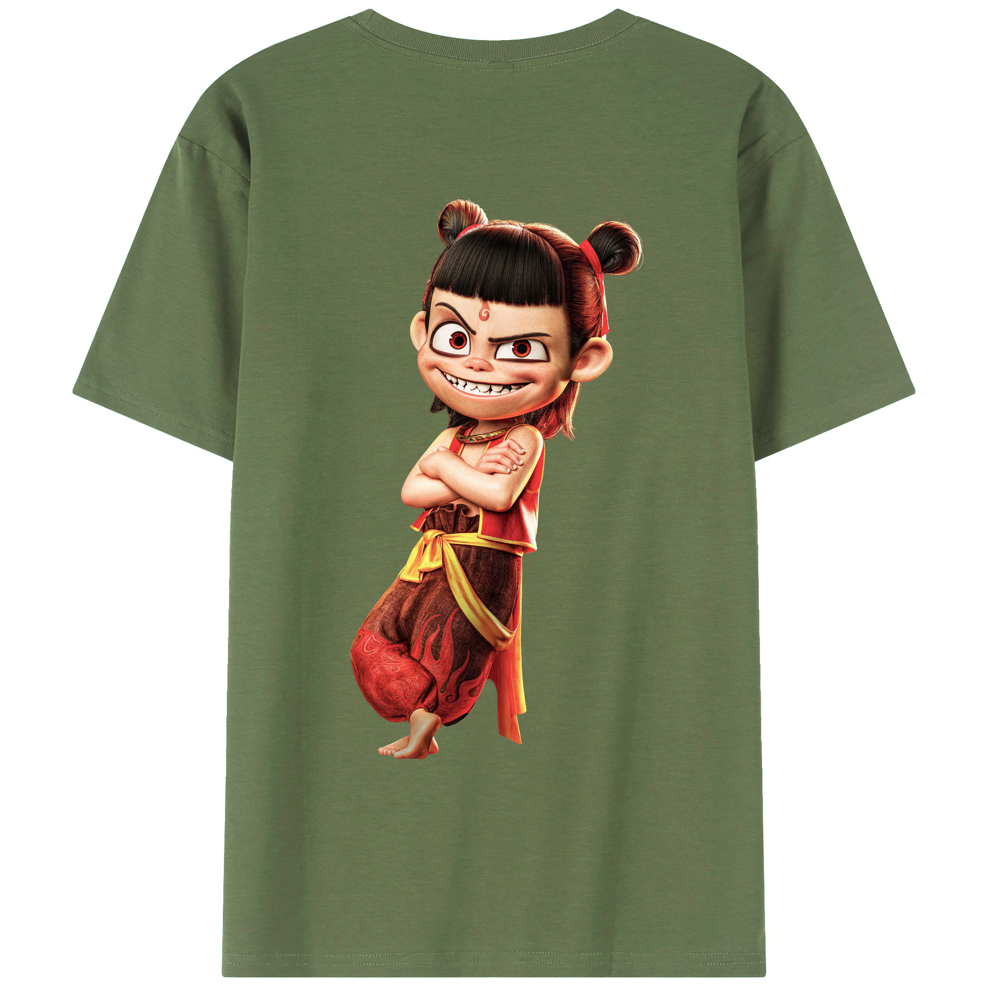 （画像用） Ne Zha 2 ナタ 魔童の大暴れ 綿100％ メンズ半袖Tシャツ（バックプリント） 通気性
